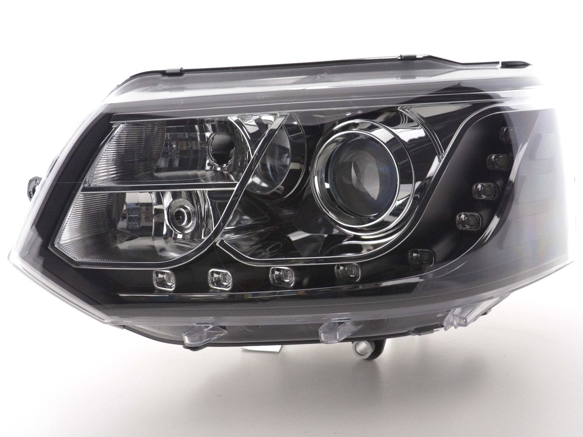 Scheinwerfer Set Daylight LED Tagfahrlicht VW Bus T5 ab 2010 schwarz Scheinwerfer Set Daylight LED Tagfahrlicht VW Bus T5 ab 2010 schwarz